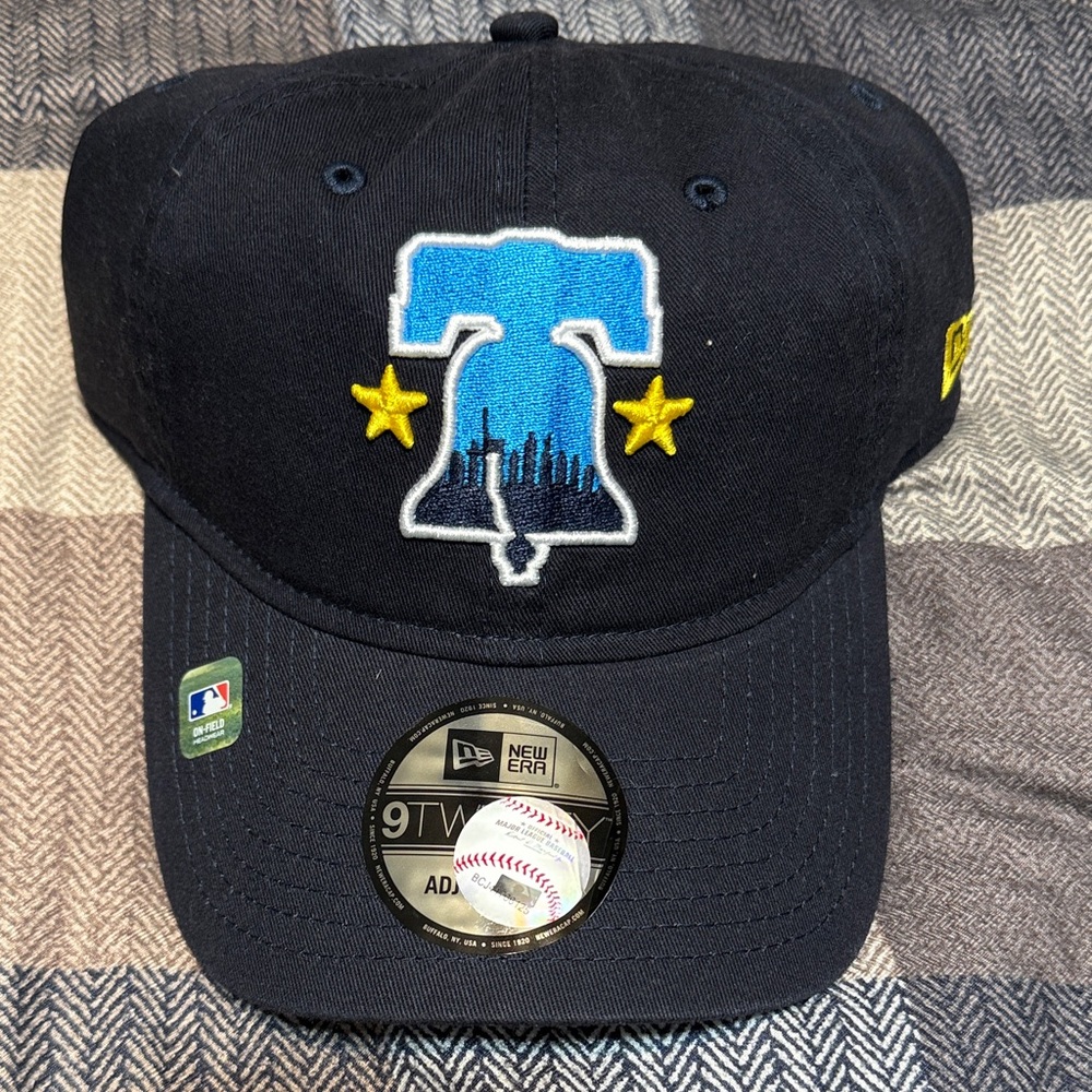 New Era Black Cap with Blue Liberty Bell Patch-Philadelphia Phillies